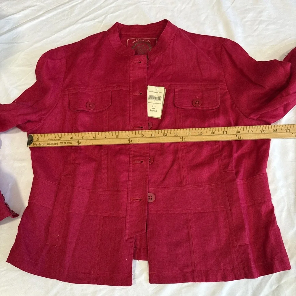 Vintage Coldwater Creek 100% Linen Button Front‎ Jacket P14 NWT Red $70